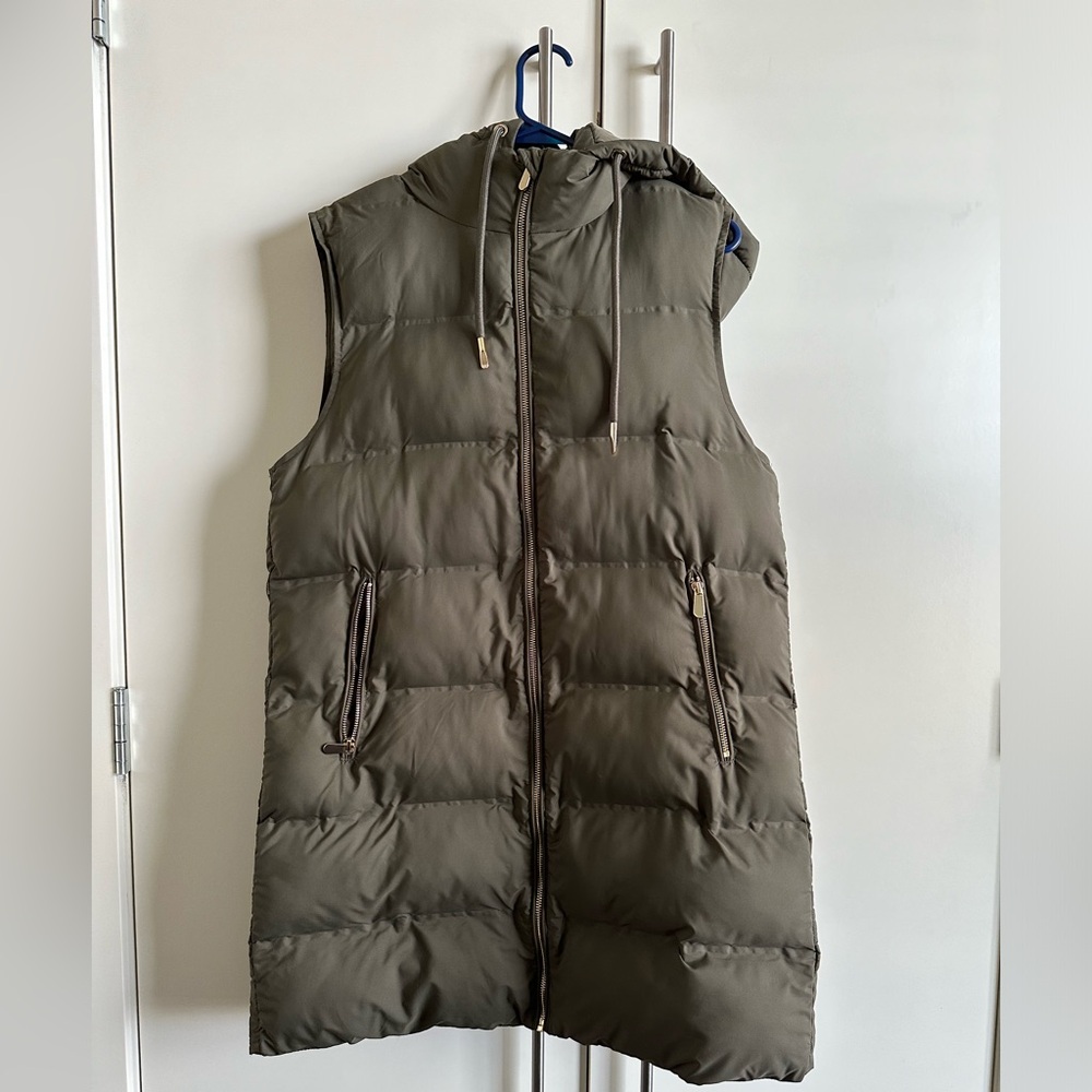 Zara Long Puffer Vest Size Large